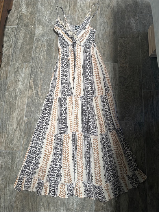 Angie Dresses & Skirts - Angie Strappy Boho Maxi Dress in Cream, Tan & Black